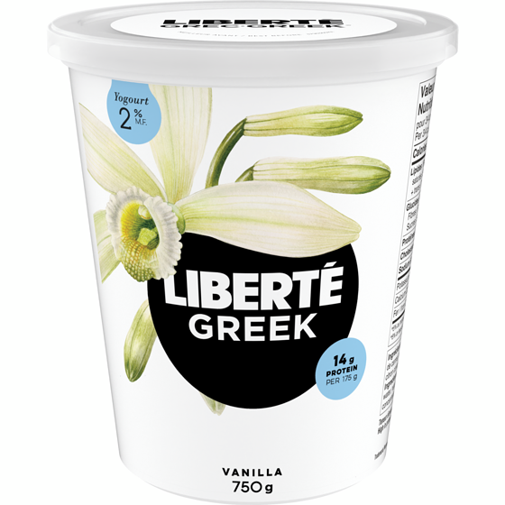 Liberte Greek 2% Yogurt, Vanilla, High Protein 750 g, $0.87/100g