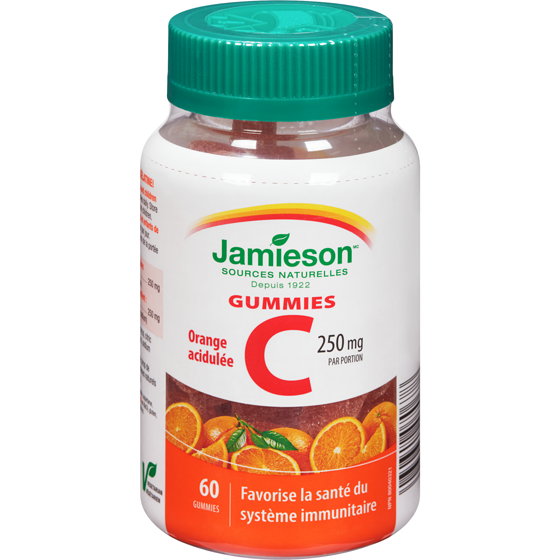 Jamieson Gummies de vitamine C  - Orange fraîche 60 ea, 0,21 $/1ch