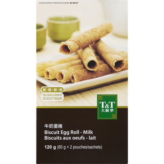 T&T Milk Biscuit Egg Roll 120 g, $4.16/100g