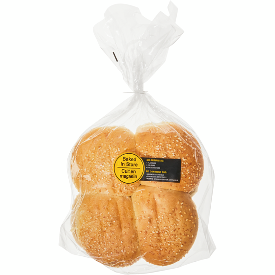null Pains à hamburger jumbo au sésame, paquet de 8 442 g, 0,90 $/100g