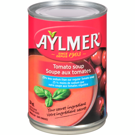 Aylmer Soup Tomato Reduced Sodium 284 ml, $0.52/100ml