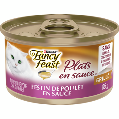 Purina Fancy Feast Plats en Sauce Festin au Poulet dans une Sauce à Saveur de Poulet Grillé, Nourriture Humide pour Chats 85 g 85 g, 1,29 $/100g