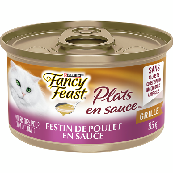 Purina Fancy Feast Plats en Sauce Festin au Poulet dans une Sauce à Saveur de Poulet Grillé, Nourriture Humide pour Chats 85 g 85 g, 1,06 $/100g