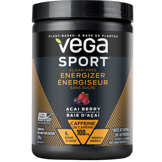 Vega Sport Energiseur sans Sucre, baie d'acai 128 g, 44,52 $/100g
