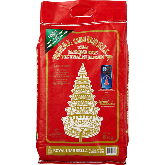 Royal Umbrella Thai Jasmine Rice 8 kg, $0.29/100g