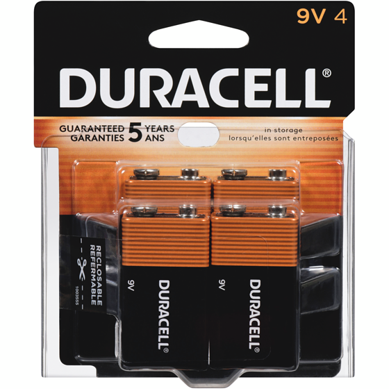 Duracell Coppertop Alkaline Batteries, 9V 4 ea, $5.50/1ea