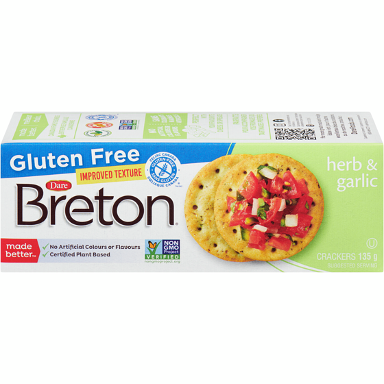 Dare Breton Gluten Free Herb and Garlic  135 g, $2.59/100g