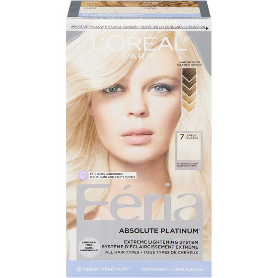 L'Oreal Paris Feria Bleach Hair Permanent Hair Color Extreme Platinum 1 ea, $13.00/1ea