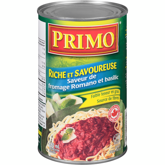 Primo Sauce pour pâtes au fromage romano et basilic Riche et savoureuse 680 ml, 0,56 $/100ml