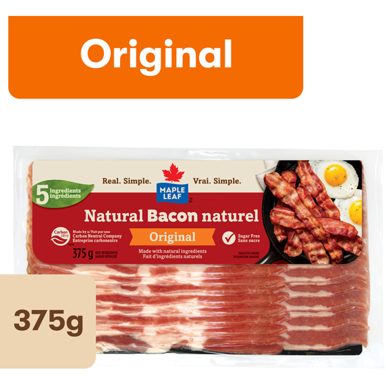 Maple Leaf Original Natural Bacon 375 g, $1.07/100g
