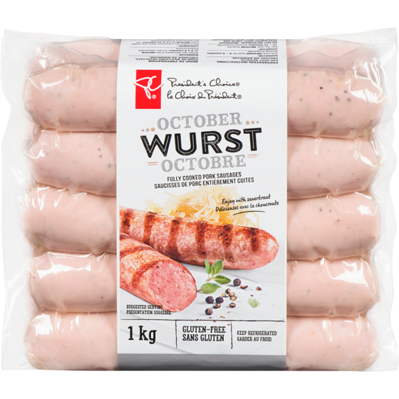 le Choix du Président Saucisses Oktober Wurst au porc 1 kg, 1,60 $/100g