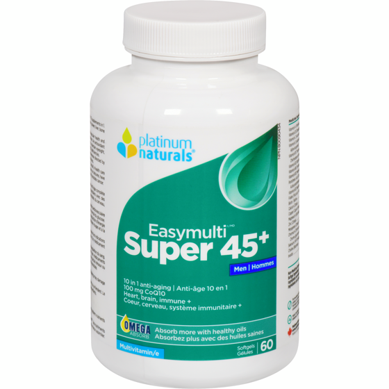Platinum Naturals Multivitamines Super EasyMulti 45+ pour hommes 60 ea, 0,87 $/1ch