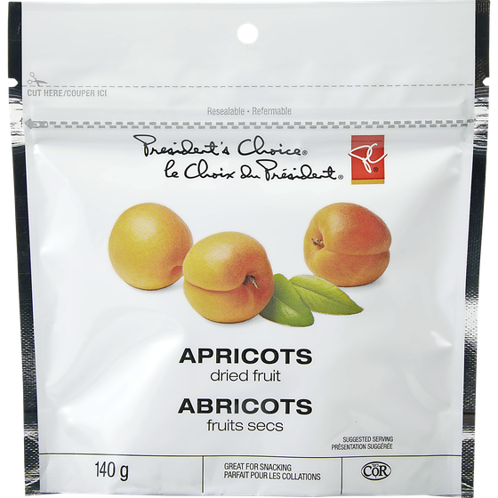 le Choix du Président Abricots séchés 140 g, 5,36 $/100g