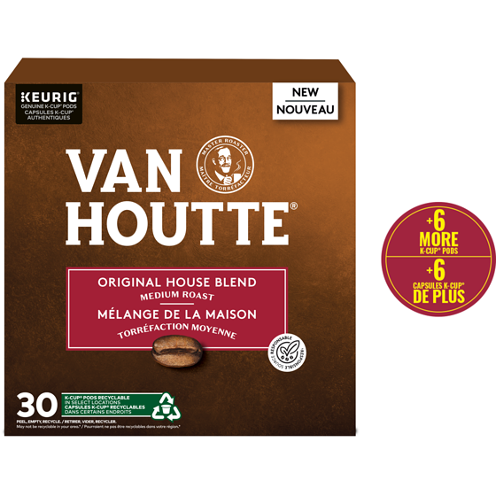 Van Houtte Capsules K-Cup de café Mélange de la maison Van Houtte, torréfaction moyenne, 30 unités 30 ea, 1,03 $/1ch