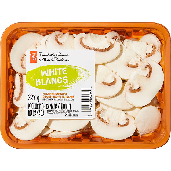 President's Choice Sliced White Mushrooms 227 g, $1.54/100g