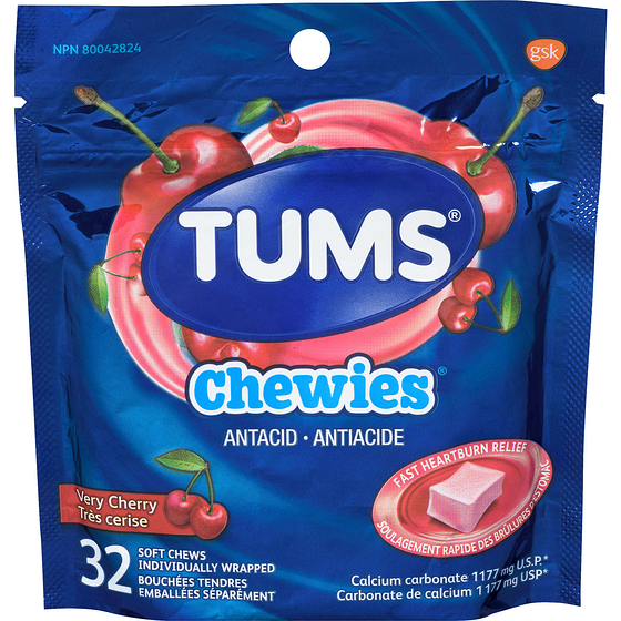 Tums Chewies Antacid, Very Cherry 32 ea, $0.19/1ea