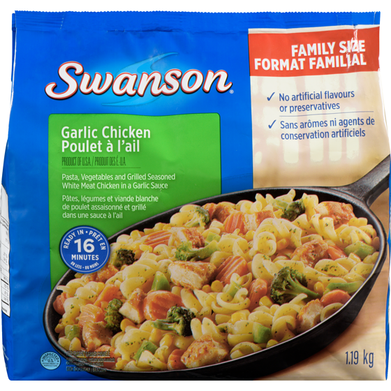 Swanson Family Sized Skillet Meals, Garlic Chicken 1.19 kg, $1.09/100g