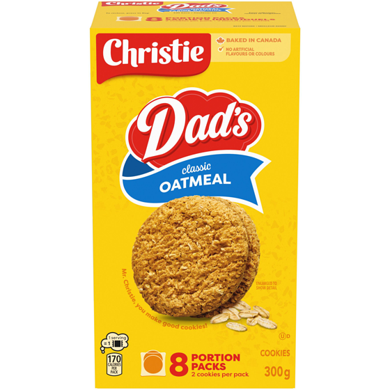 Christie DAD'S Oatmeal Original Cookies 8 Portion Packs 300 g, $1.83/100g
