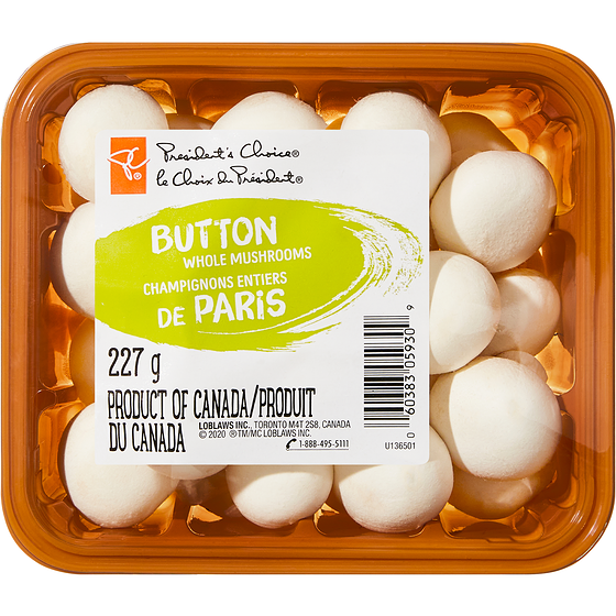 President's Choice Whole Button Mushrooms 227 g, $1.76/100g