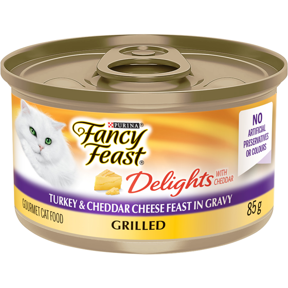 Purina Fancy Feast Delights with Cheddar Grilled Turkey & Cheddar Cheese Feast, Wet Cat Food 85 g, $1.40/100g