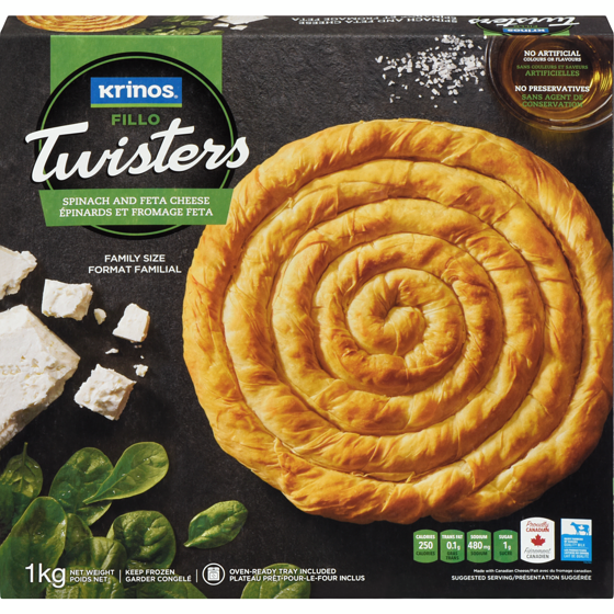 Krinos Fillo Twisters, Spinach & Feta Cheese 1 kg, $1.10/100g
