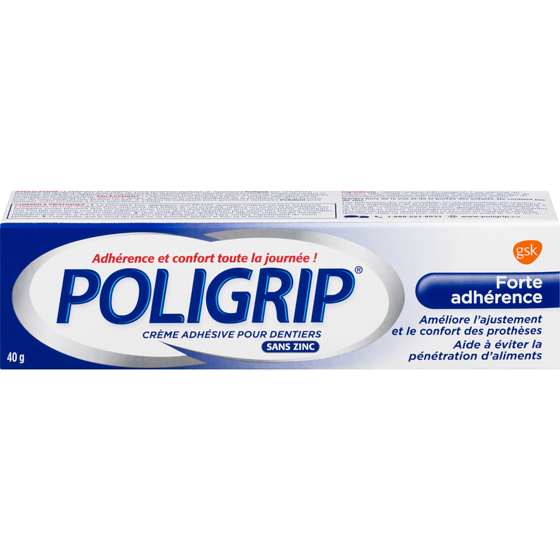 Poligrip Crème Adhésive Pour Prothèse Dentaire Forte Adhérence 40 g, 12,50 $/100g