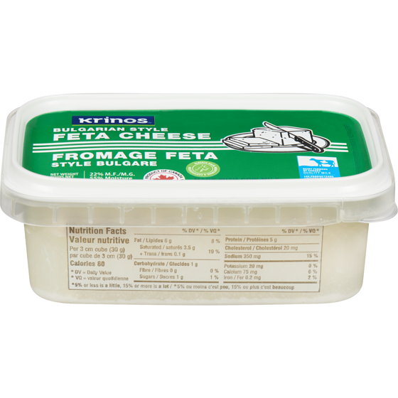 Krinos Fromage feta de style bulgare, 22 % M. G. 200 g, 2,15 $/100g