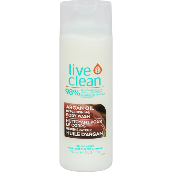 Live Clean Argan Oil Replenishing Body Wash 500 ml, $1.60/100ml