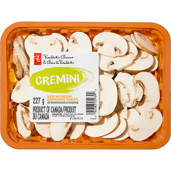 President's Choice Sliced Cremini Mushrooms 227 g, $1.54/100g