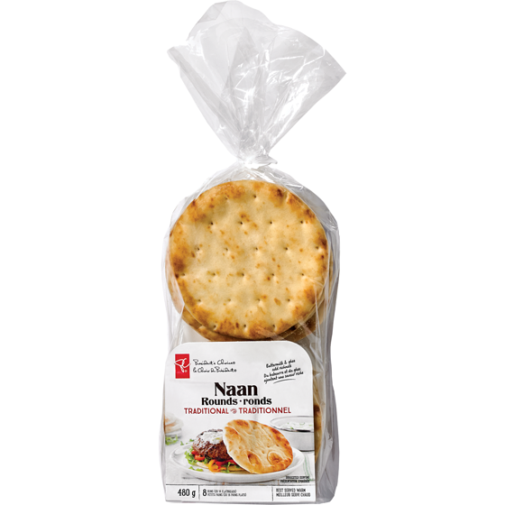 le Choix du Président Petits Pains Naan Ronds Traditionnels 480 g, 1,04 $/100g