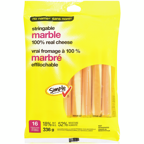 Sans Nom Vrai fromage à 100 % marbré effilochable 336 g, 2,02 $/100g