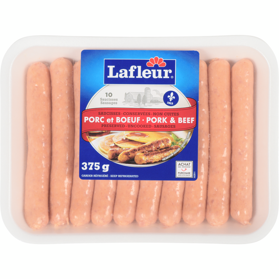 Lafleur Pork & Beef Fresh Sausage 375 g, $1.86/100g