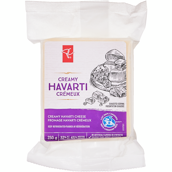 President's Choice Creamy Havarti Cheese  250 g, $3.20/100g