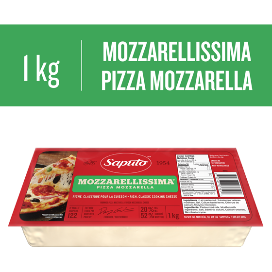 Saputo Mozzarellissima Pizza Mozzarella Cheese 1 kg, $1.90/100g