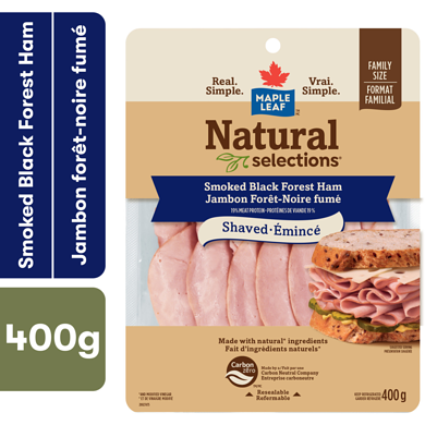 Maple Leaf Jambon fumé Forêt-Noire tranché Natural Selections Format familial 400 g, 34,98 $/1kg 3,50 $/100g