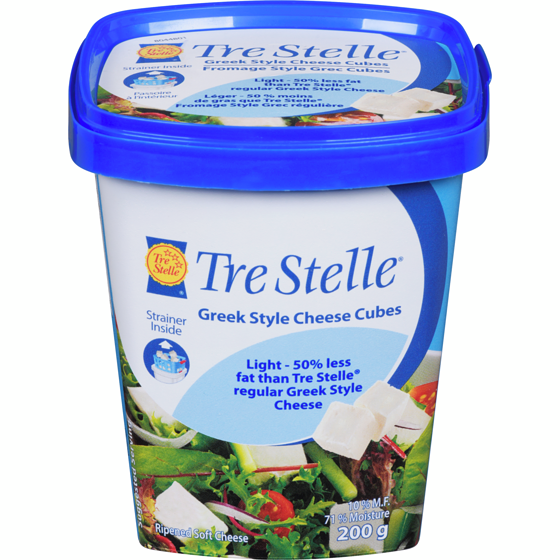 Tre Stelle Feta Cheese Cubes, Light 200 g, $4.75/100g