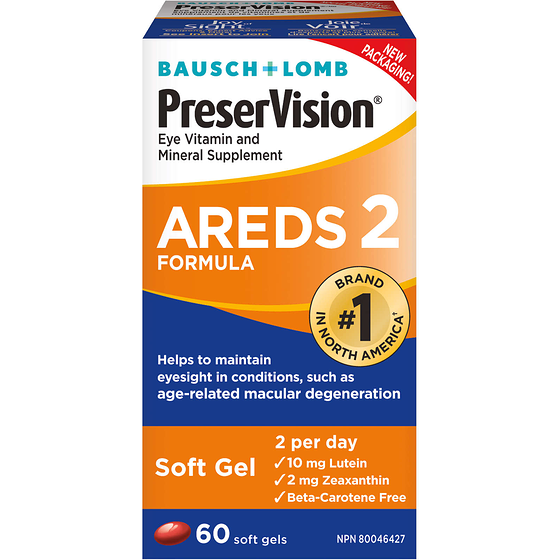 Bausch+Lomb Preservision Eye Vitamin And Mineral Supplement Areds 2 Formula 60 ea, $0.35/1ea