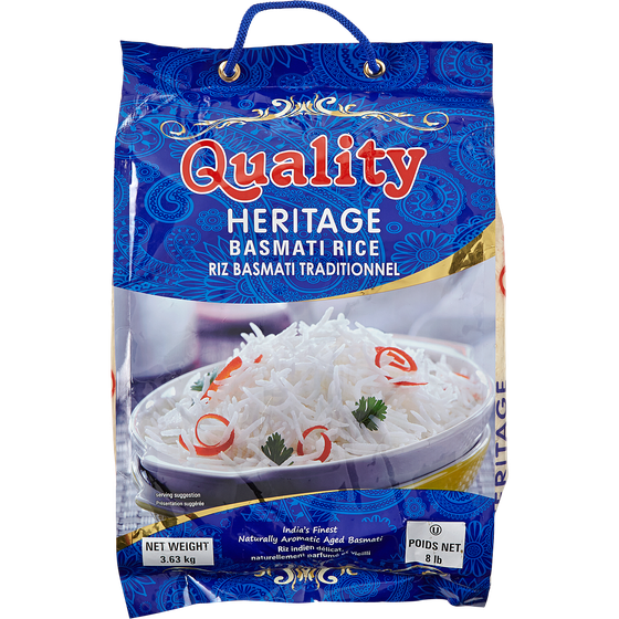 Quality Riz basmati Heritage 3.63 kg, 0,41 $/100g