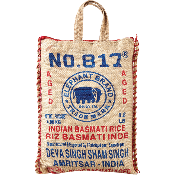 817 Elephant Riz basmati indien 4 kg, 0,45 $/100g