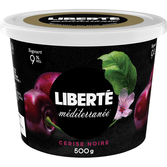 Liberté Yogourt Méditerranée 9 %, cerise noire 500 g, 1,00 $/100g