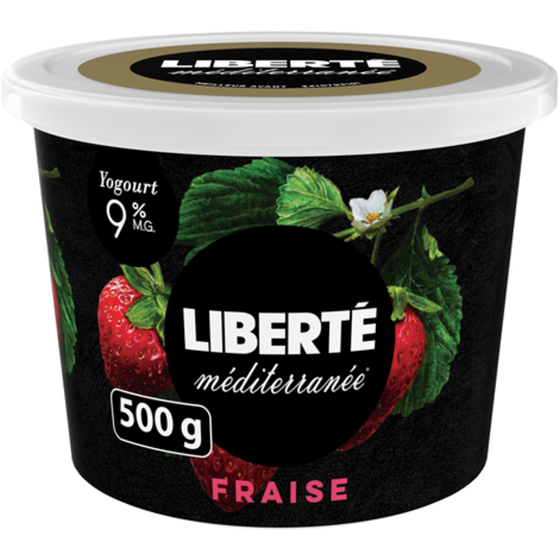 Liberté Yogourt Méditerranée 9 %, Fraise 500 g, 1,40 $/100g