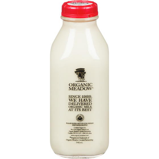 Organic Meadow Organic Whole Milk 3.8 % M.F. 946 ml, $0.47/100ml