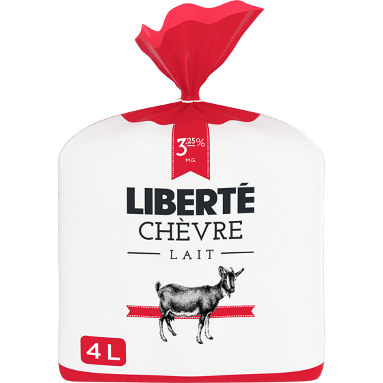 Liberté Lait de chèvre 3,25 % M.G. 4 l, 0,40 $/100ml