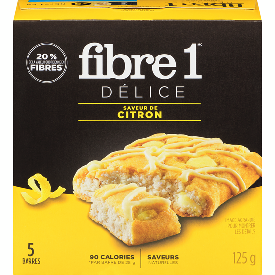Fibre 1 Délice Citron Barres 125 g, 3,00 $/100g
