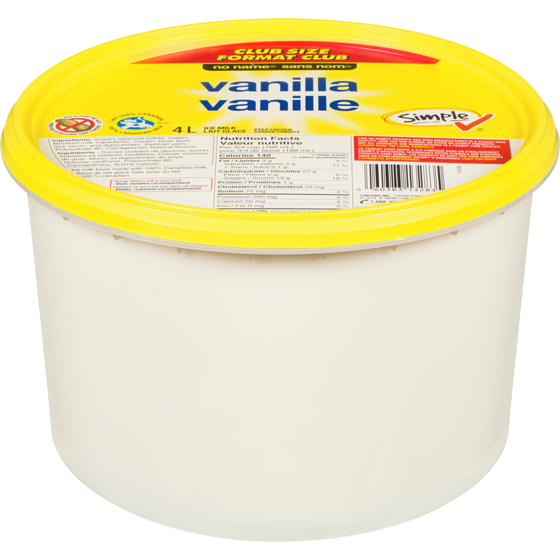 Sans Nom Lait glacé, vanille 4 l, 0,19 $/100ml