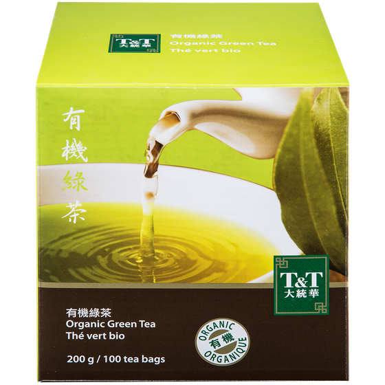 T&T Thé vert biologique 200 g, 4,00 $/100g
