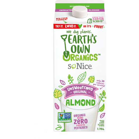 So Nice Organic Almond Beverage Unsweetened Original 1.75 l, $0.26/100ml