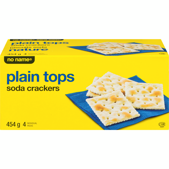 No Name Plain Tops Soda Crackers 454 g, $0.72/100g