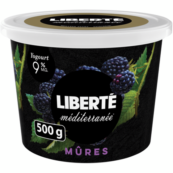 Liberté Yogourt Méditerranée 9 %, mûres 500 g, 1,00 $/100g