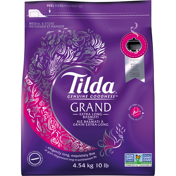 Tilda Grand Extra Basmati Rice 4.54 kg, $0.46/100g